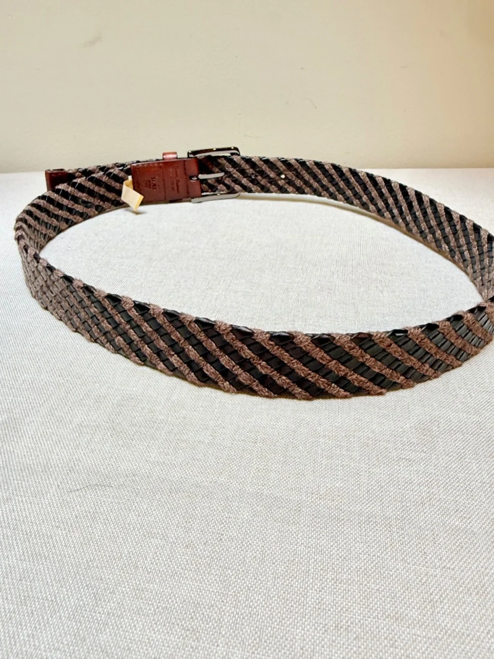 Tommy Bahama Fabric and Leather Men’s Braided Belt Brown and Black 34